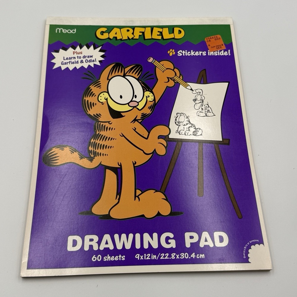 Vintage Garfield Drawing Pad Mead‎ Stickers Inside Learn to Draw Made USA